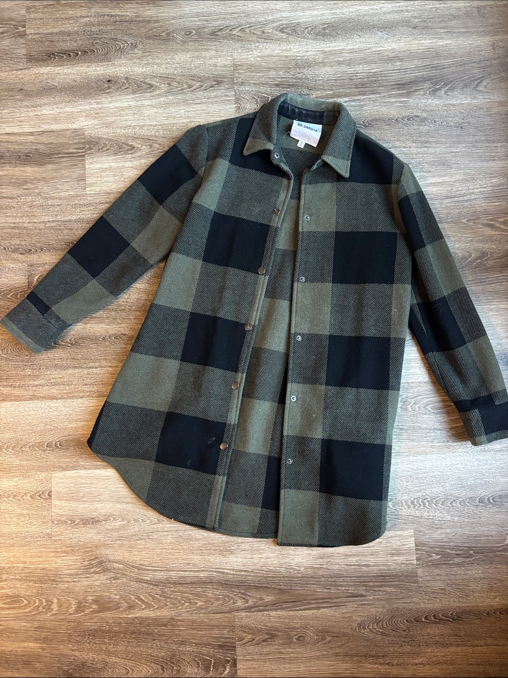 BB Dakota Olive and Black Plaid Utility Jacket
